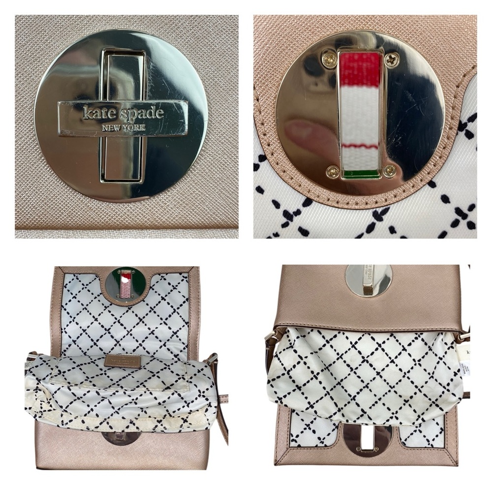 Kate Spade GUC Newberry Lane Sally Rose Gold Leather Turn-lock Crossbody - Picture 6 of 15